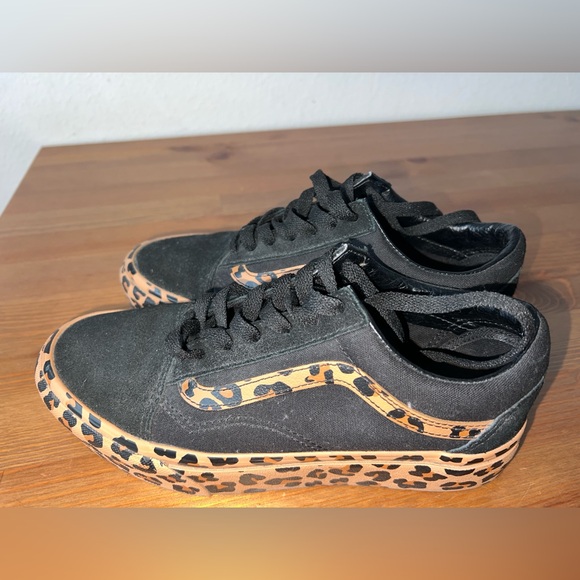 Vans Black and Tan Leopard Print Women's Sneakers - Picture 7 of 8